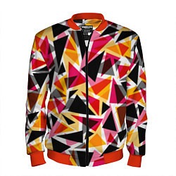 Бомбер мужской Разноцветные треугольники, цвет: 3D-красный