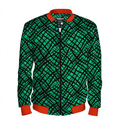 Бомбер мужской Абстрактный зелено-черный узор, цвет: 3D-красный