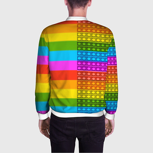 Мужской бомбер POP it вертикальная надпись / 3D-Белый – фото 4