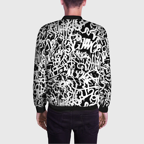 Мужской бомбер Graffiti white on black / 3D-Черный – фото 4
