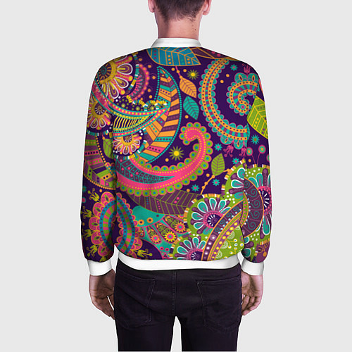 Мужской бомбер Яркий красочный узор / 3D-Белый – фото 4