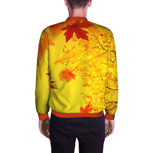 Мужской бомбер ОСЕННИЕ ЦВЕТА ЗОЛОТАЯ ОСЕНЬ / 3D-Красный – фото 4