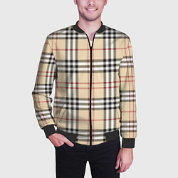 Бомбер мужской Клетчатый принт в стиле Burberry, цвет: 3D-черный — фото 2