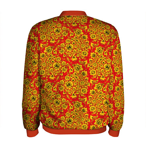Мужской бомбер Хохломские узоры / 3D-Красный – фото 2