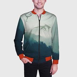 Бомбер мужской ДРАКОНЫ НАД ЛЕСОМ DRAGON, цвет: 3D-красный — фото 2