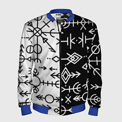Бомбер мужской ДРЕВНИЕ СЛАВЯНСКИЕ РУНЫ, цвет: 3D-синий