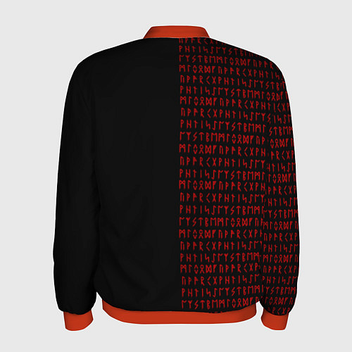 Мужской бомбер ВАЛЬКНУТ РУНИЧЕСКИЙ АЛФАВИТ / 3D-Красный – фото 2
