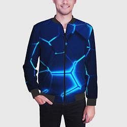 Бомбер мужской 3D ПЛИТЫ NEON STEEL НЕОНОВЫЕ ПЛИТЫ, цвет: 3D-черный — фото 2