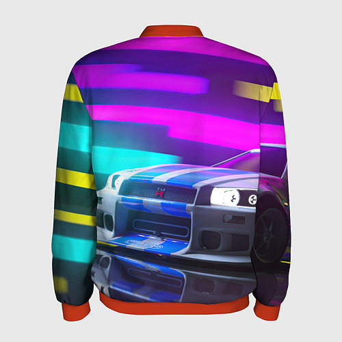 Мужской бомбер NISSAN GT-R SKYLINE / 3D-Красный – фото 2