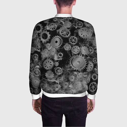 Мужской бомбер Механизм и дым, стимпанк / 3D-Белый – фото 4