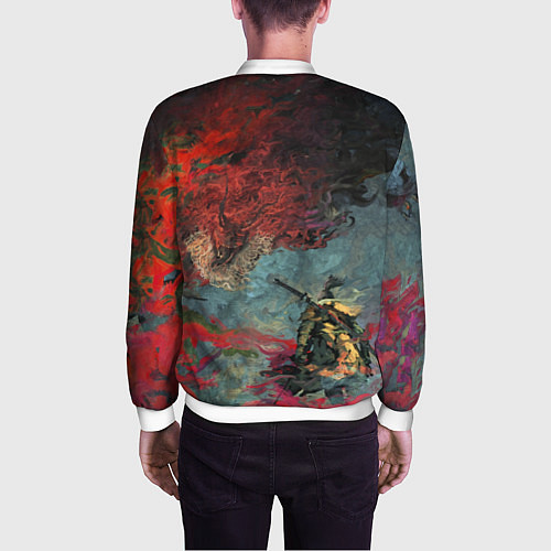 Мужской бомбер Sekiro Самурай против дракона / 3D-Белый – фото 4