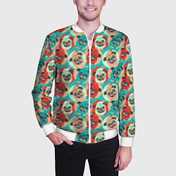 Бомбер мужской Прикольные Мопсы, цвет: 3D-белый — фото 2