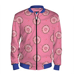 Бомбер мужской Розовые пончики паттерн, цвет: 3D-синий