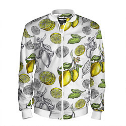 Бомбер мужской Лимонный паттерн, цвет: 3D-белый