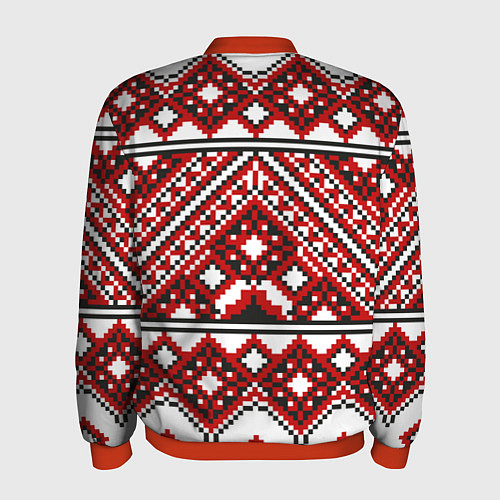 Мужской бомбер Русский узор, геометрическая вышивка / 3D-Красный – фото 2