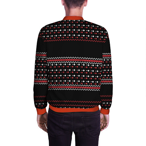 Мужской бомбер НОВОГОДНИЙ ПАТТЕРН SWEATER / 3D-Красный – фото 4