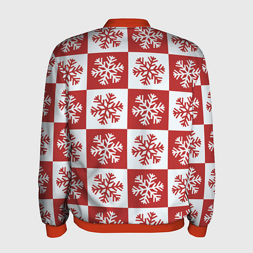 Мужской бомбер Шахматные Снежинки / 3D-Красный – фото 2