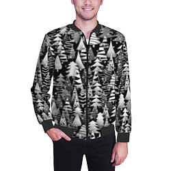 Бомбер мужской Лес абстрактных ёлок, цвет: 3D-черный — фото 2