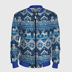 Бомбер мужской Christmas Pattern, цвет: 3D-синий