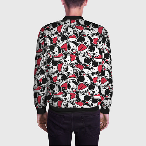 Мужской бомбер Щенки и красные колпаки / 3D-Черный – фото 4