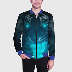 Бомбер мужской Неоновый водяной тигр 2022, цвет: 3D-синий — фото 2
