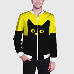 Бомбер мужской Котик голова кота, цвет: 3D-белый — фото 2