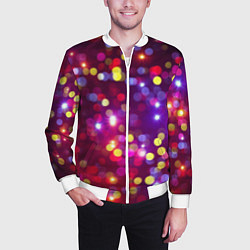 Бомбер мужской ПРАЗДНИЧНЫЕ ОГОНЬКИ НОВЫЙ ГОД 2022, цвет: 3D-белый — фото 2