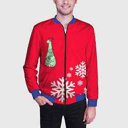 Бомбер мужской НОВОГОДНИЙ ДРАКОНЧИК, цвет: 3D-синий — фото 2