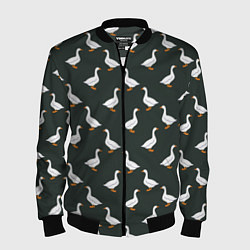 Бомбер мужской Гуси паттерн, цвет: 3D-черный