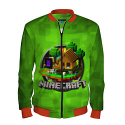 Бомбер мужской Minecraft Logo Green, цвет: 3D-красный