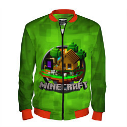 Бомбер мужской Minecraft Logo Green, цвет: 3D-красный