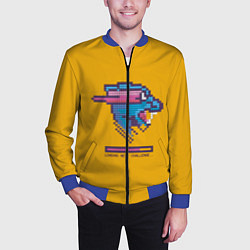 Бомбер мужской Mr Beast Pixel Art, цвет: 3D-синий — фото 2