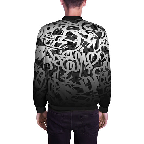 Мужской бомбер GRAFFITI WHITE TAGS ГРАФФИТИ / 3D-Черный – фото 4