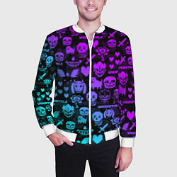 Бомбер мужской UNDERTALE NEON PATTERN УЗОР, цвет: 3D-белый — фото 2