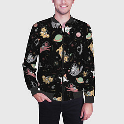 Бомбер мужской Космические коты, цвет: 3D-черный — фото 2
