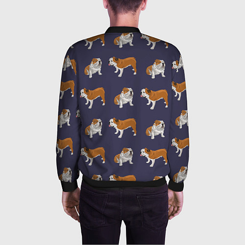 Мужской бомбер Английские бульдоги паттерн / 3D-Черный – фото 4