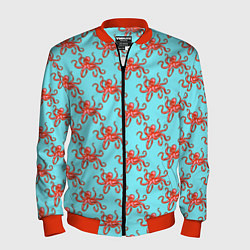 Бомбер мужской Осьминог паттерн, цвет: 3D-красный