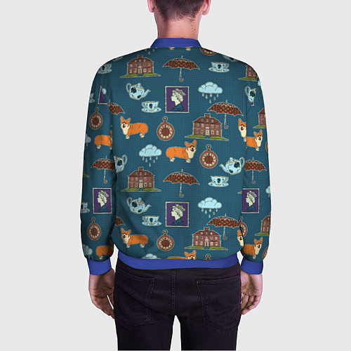 Мужской бомбер Англия паттерн / 3D-Синий – фото 4