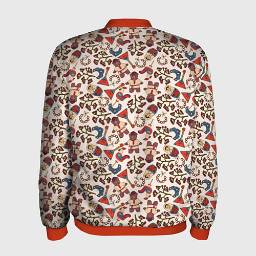 Мужской бомбер Россия паттерн светлый / 3D-Красный – фото 2