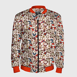 Бомбер мужской Россия паттерн светлый, цвет: 3D-красный