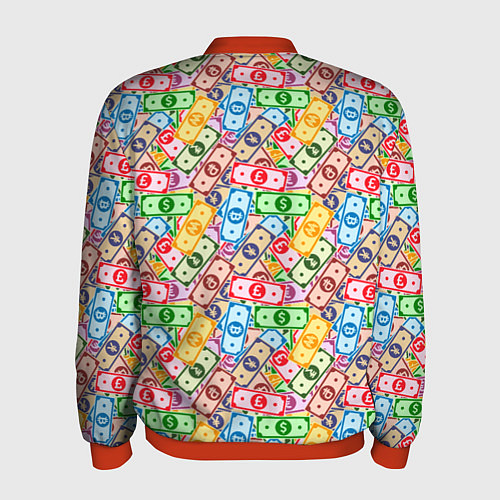 Мужской бомбер Разные Валюты и Криптовалюты / 3D-Красный – фото 2