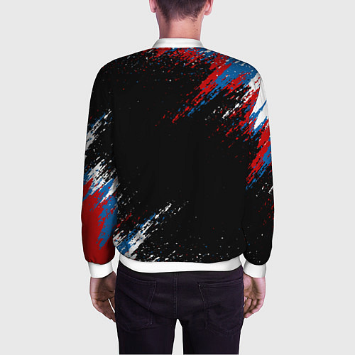 Мужской бомбер Russia Штрихи в цвет Флага / 3D-Белый – фото 4