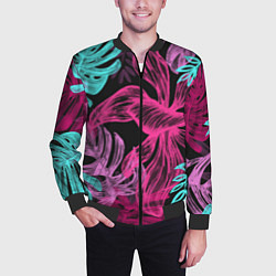 Бомбер мужской Папоротниковый неон, цвет: 3D-черный — фото 2