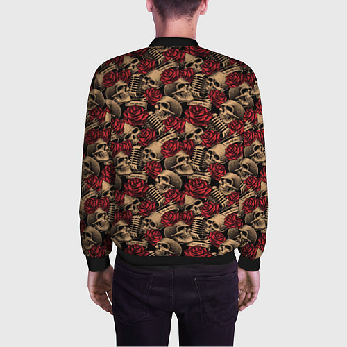 Мужской бомбер ROCK AND ROLL Черепа и Розы / 3D-Черный – фото 4