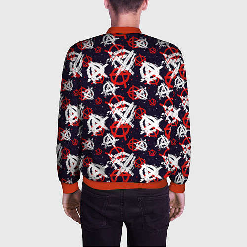 Мужской бомбер Анархия текстура / 3D-Красный – фото 4