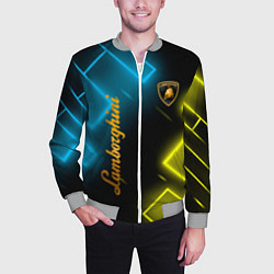 Бомбер мужской Lamborghini - Неоновые фигуры, цвет: 3D-меланж — фото 2