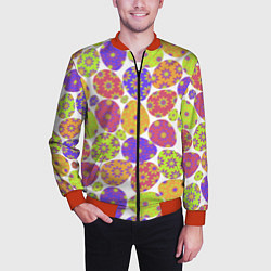 Бомбер мужской Разукрашенные пасхальные яйца, цвет: 3D-красный — фото 2