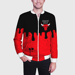 Бомбер мужской Chicago Bulls Чикаго Буллз Логотип, цвет: 3D-белый — фото 2