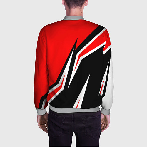 Мужской бомбер ТЕСЛА - КРАСНЫЙ СПОРТИВНЫЙ / 3D-Меланж – фото 4