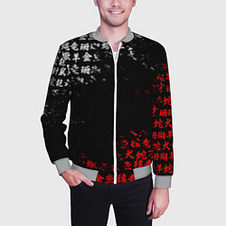 Бомбер мужской КРАСНО БЕЛЫЕ ИЕРОГЛИФЫ ЯПОНИЯ БРЫЗГИ, цвет: 3D-меланж — фото 2